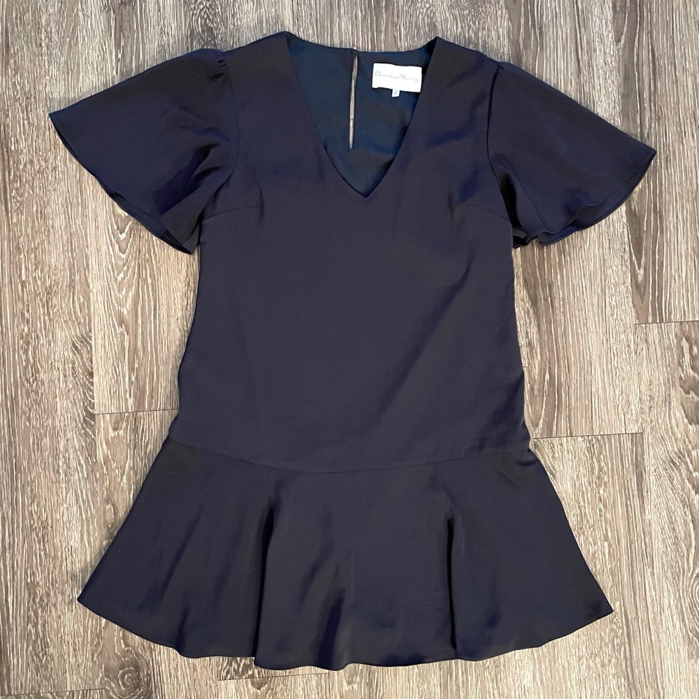 Charles Henry flutter Sleeve Shift Dress